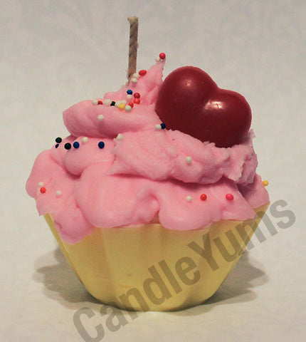 Pink Happy Birthday! Cupcake Candle