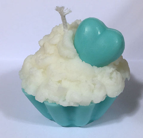 Bright Teal Cupcake Candle